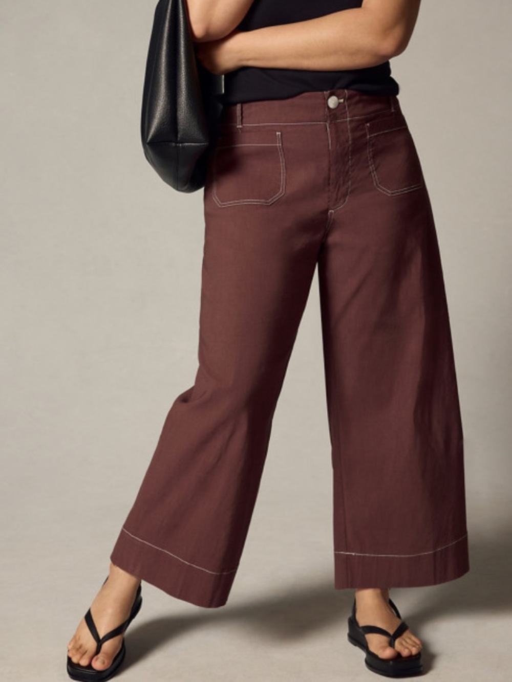 Anthropologie The Collette Wide-Leg Crop in Deep Brown